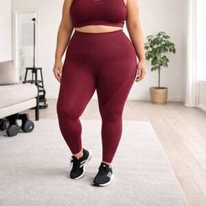 adidas Burgundy FORMOTION Sculpt High Waist Compression Leggings 2X